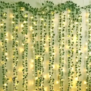 12 Packs Artificial Ivy, 84FT Garland    Vines with 200 LED String Light for Bedroom Wedding Party Wall Room  Decor