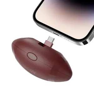 5000mAh Creative  Football Power Bank, Mini Power Portable Charger USB-C,Compatible with iPhones,Smartphone and various digital products Rugby,American Football souvenirs,tournament giftsTravel Battery Pack Rechargeable Battery Powered