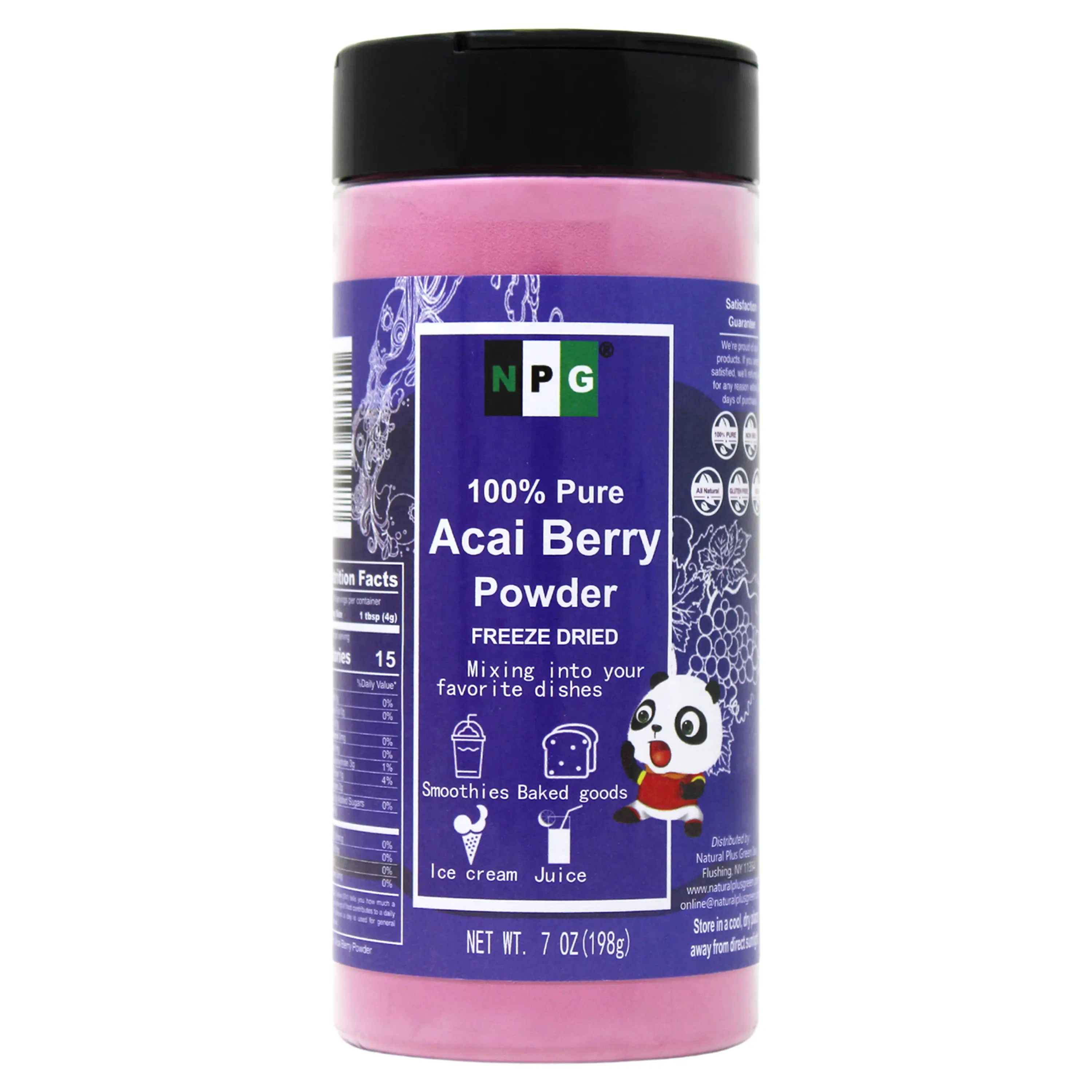 NPG Freeze Dried Acai Berry Juice Powder 7oz, Superfood Purple Powder for Drinks and Food Coloring, natural tea, herbal tea