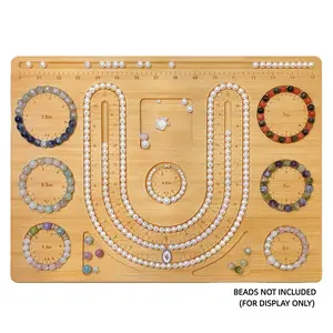 Bamboo Bead Board for DIY Jewelry, 2-in-1 Bracelet & Necklace Making Tray with Centimeter & Inch Measurements, Partitioned Beading Organizer, Lightweight Crafting Tool for DIY Crafters