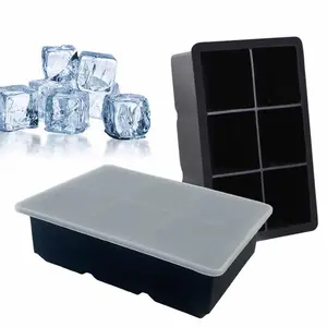 Large Ice Cube Mold, 1/2 Counts Silicone Ice Cube Tray with Lid, Ice Tray for Whiskey, Cocktail, Smoothie, Drink, Bar Utensils, Kitchenware, Containers, Ice Molds