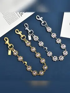 Vintage Oval Carved Rhinestone Bag Chain, Metal Crossbody Extender Strap, Elegant Floral Accessories for Women, All Seasons