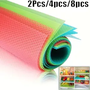 2/4/8 Refrigerator Mats, Waterproof Glass Rack Pads, Drawer & Cabinet Table Mats, Durable Non-Slip Design, Perfect for Kitchen Organization