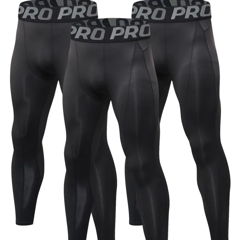 Men's 3/5pcs Athletic Stretchable Letter Print Tight-fitting Sports Compression Leggings, Quick Drying Breathable Pants, Men's Sportswear For Indoor Outdoor Wear, Workout Activewear Bottoms, Breathable Activewear Bottoms, Fitness Clothes