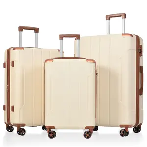 20/24/28 inch ABS hard shell luggage three piece set, upgraded double row silent universal wheels, three adjustable telescopic pull rods, reinforced corner protection, anti-collision and wear-resistant, essential travel set for family vacation travel