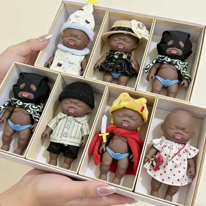 Natasha Black Doll 14cm Stress Relief Toy, Prank Little Black Doll, Squeezable Fun Gadget with Clothes, Ugly Doll Set