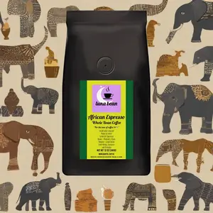 Luna Bean African Espresso Coffee - Dark Flavor, 100% Organic, Made with Whole Beans, Ideal for Coffee Lovers