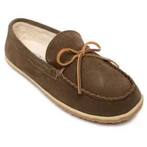 Minnetonka Men's Tomm Suede Moccasin Slippers - Wide Width