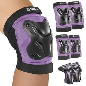 Skating Protective Gear Adult Knee and Elbow Pads Wrist Guards for Roller Skating Skateboarding, Skate Pads Adult Knee Pads for Men Women Black