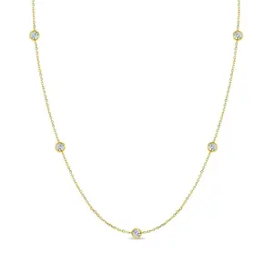 14k Gold Sparkling CZ Clear 16" Kids / Teen Necklace