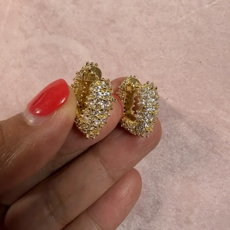 Liz iced hoops fashion earrings gold plated Liz iced hoops fashion earrings gold plated