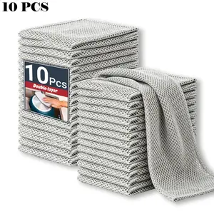 10-Pack Double-Layer Dishcloths. Non-Scratch Wire Dishcloths. Reusable Kitchen Cleaning Cloths. Suitable for Wet or Dry Cleaning of Dishes, Pots, Pans, and Sinks. Kitchen Cleaning Tools & Supplies.