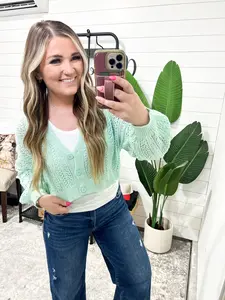 Callie Cropped Cardigan - Mint