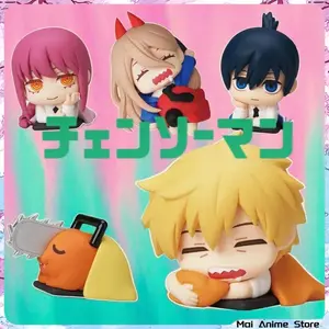 Cute Chainsaw Man Power Figure Anime Aki Denji Statue Makima Sleeping Action Figurine Desk Decoration Table Accessories Toy Gift