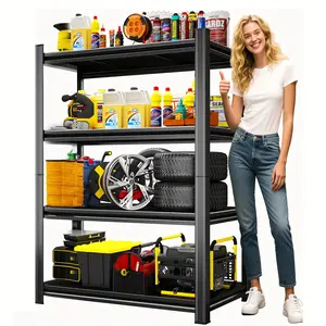 Heavy-Duty 4-Tier Adjustable Metal Storage Rack Garage Storage Shelving No Assembly Required Free-Standing Storage System Modular Design Ideal for Pantries and Workshops