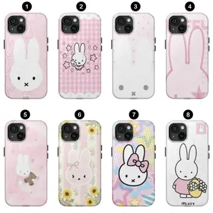 Cute Miffy Kawaii Rabbit Phone Case Y2K Pink Style Colorful Cover Compatible with iPhone X, 11, 12, 13, 14, 15, 16, 17 Plus Pro Promax & SS Galaxy S21-26 Series