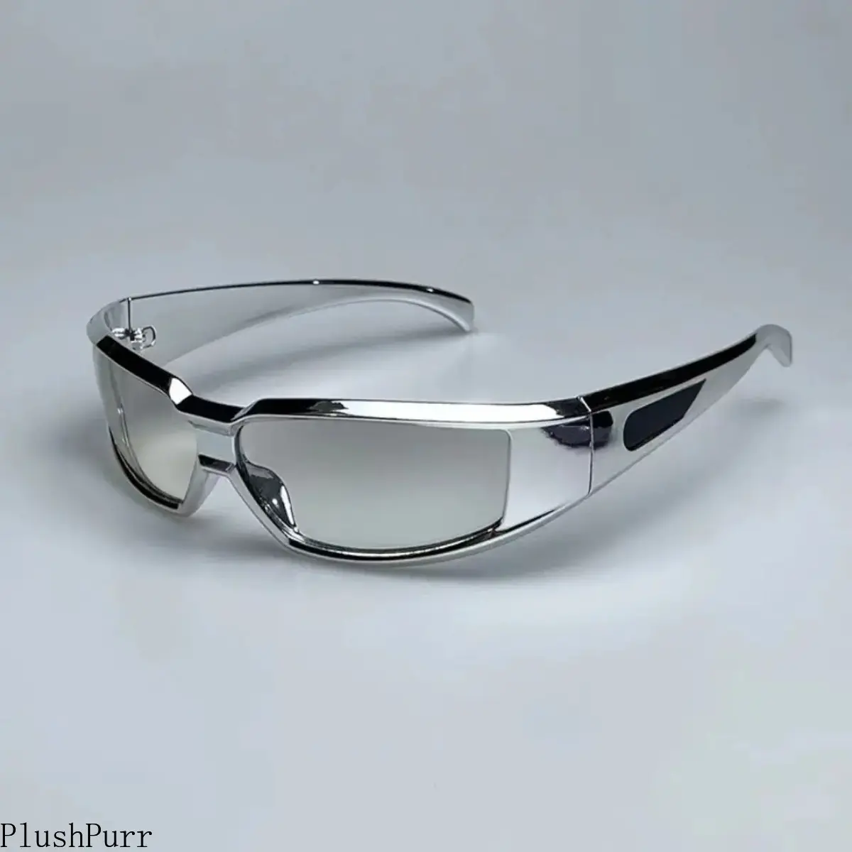 Men's Cyberpunk Square Sunglasses, Geometric Frame with Reflective Silver Glitter, High-Tech Outdoor Sports Fashion Eyewear, Geometric Frame Sunglasses, Modern Sunglasses tiktokshopbacktoschool