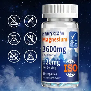 Magnesium glycinate supplement, 120mg per pill - high absorption rate of chelated magnesium, minimal gastrointestinal irritation, suitable for digestive sensitive individuals, 30 pills per bottle