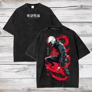 valentine shirts Tokyo Ghoul Anime Acid Washed Oversize T-Shirt Ken Kaneki Anime Tee Gift For Him