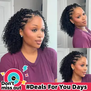 【 14" only $79】LWIGS  Put On And Go 3 In 1 Half Wigs Afro Kinky Curly & Spanish Curl No Lace No Glue Drawstring Seamless Flip Over 10s Install Wigs 100% Human Hair 180%/250% Density Beginner Friendly  #DealsForYouDays#SummerVibes