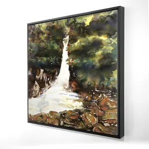 Begin Home Decor 2081-2424-LA153 24 x 24 in. Watercolor Waterfalls Framed Canvas - Bedroom Trees Decor