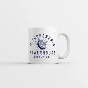 Mitochondria Powerhouse Supply Co Mug Funny Sarcastic Science Graphic Coffee Cup - 11oz Funny Coffee Mugs Ceramic Printed Drinkware Cup