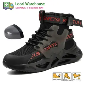 Men's Steel Toe Safety Work Shoes With Comfy Breathable Sneakers Boots Walking   Walking Shoes Running Closed Boy tactical boot contrast mesh round toe sport