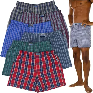 ToBeInStyle Men's Multi-Pack Of Classic Plaid Print Boxer Shorts