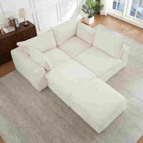 【Ships in 3 Packages】 U-shaped corner sofa with footstool, frameless corner sofa, X-shaped sofa, extra-large modular sofa, deep-seat sofa suitable for large living rooms, convenient and comfortable.
