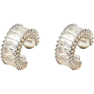 Ear Cuffs in 18K  - CZ Paved Hoop Conch Cuff Earrings for Women,Men - Sparkle Rhinestones Clip  Wrap Earrings Non Pierced