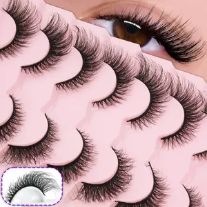 7 Pairs Fake Sable Cat Eye False Eyelashes, Cosmetic, D Curled Fluffy Small Lashes, Flexible Soft Reusable, Beginner Friendly, Travel Essential
