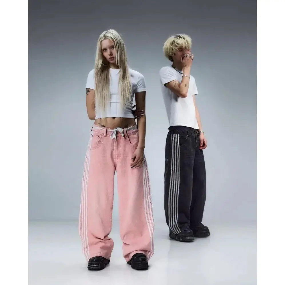 Baggy Denim Athletic Style Pants