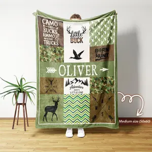 Personalized Hunting Blanket, Hunting Baby Blanket, Personalized Hunting Theme Baby Blanket, Custom Name Camo Blanket, Woodland Baby Blanket