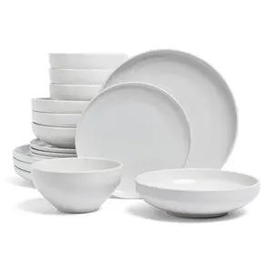 over&back Coupe 16-Piece Glossy Porcelain Dinnerware Set