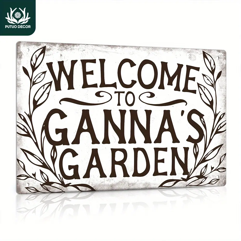 Customizable Welcome to Garden Metal Sign - Personalized Name, 12x8 Inches, Wall-Mounted Outdoor Decor