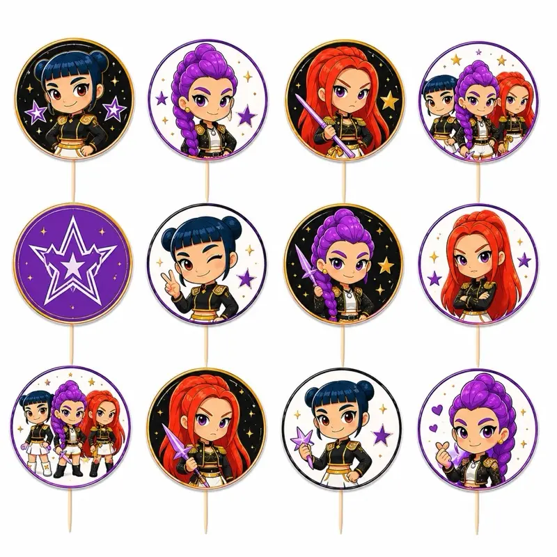 12 K-Pop Cupcake Toppers | Birthday Party Cake Picks