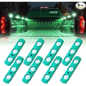 Xprite Green LED Truck Bed Light Kits with On/Off Switch, for Pickup Exterior Interior Lights Strips, Footwells, Running Boards, Cargo, Under Car, Tonneau Cover, Rail Rock Lighting - 8 PCs