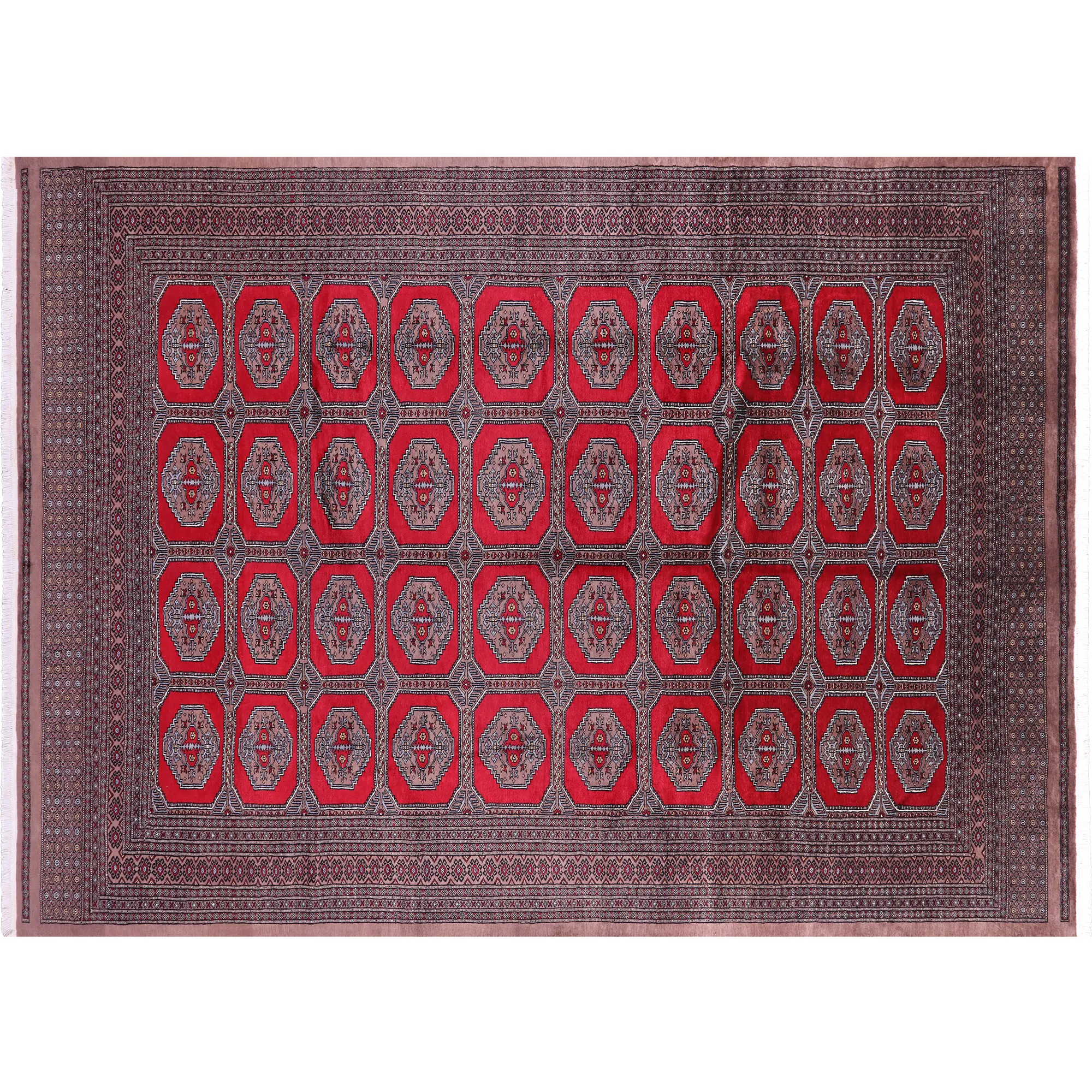 Red 8' 3" X 11' 5" Silky Bokhara Handmade Wool Rug - Q23756