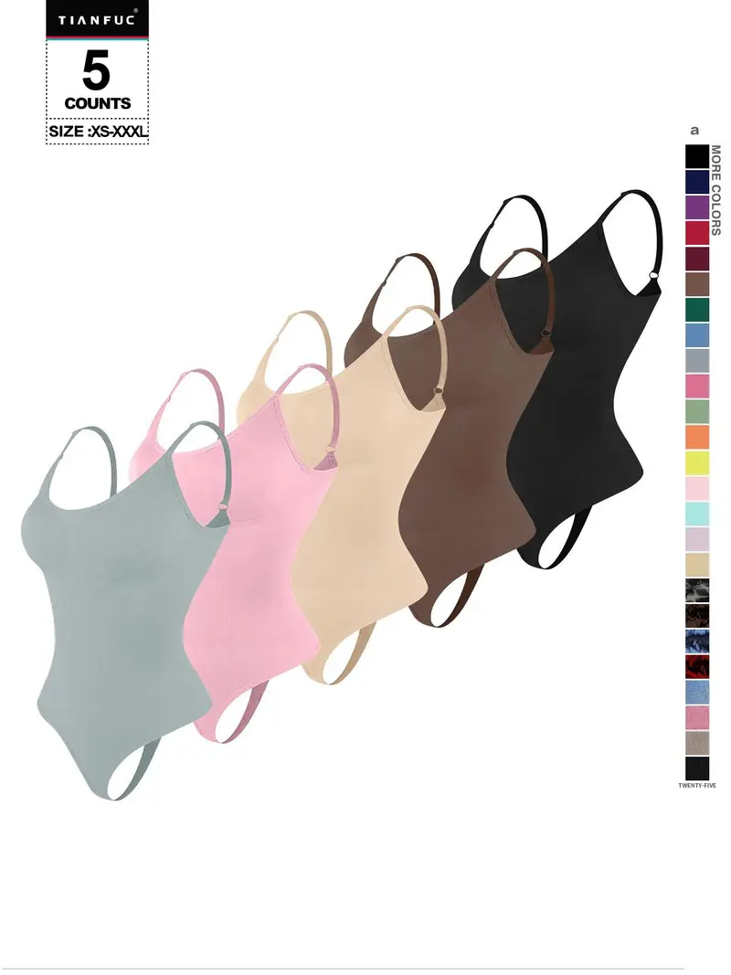 Women's Solid Adjustable Strap Shapewear Bodysuit, Tummy Control Spaghetti Strap Slim Shaper, Seamless Shapewear for Women, Underwear for Women