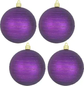 4" (100mm) Commercial Shatterproof Ball Ornament - Diva Purple - 4 Pack