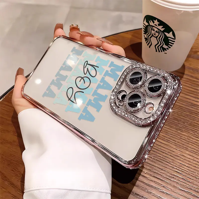 Boy Mama luxury rhinestone decor phone case for iPhone 17 17air 17promax 16 15 14 13 12  plus pro Max shockproof camera protector cover