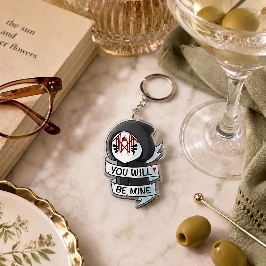 "You Will Be Mine" Grim Reaper Acrylic Keychain - Spooky-Cute Bag Charm