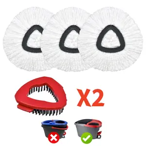 Mop Accessories, O-Cedar Easywring Mop Replacement Heads Kit - 3 Microfiber Pads, 2 Scrubbing Brush Head , Compatible with O-Cedar 1-Tank Spin Mop, for Hardwood & Tile Floors hot water replaceable, Replacement Head Refill Pack