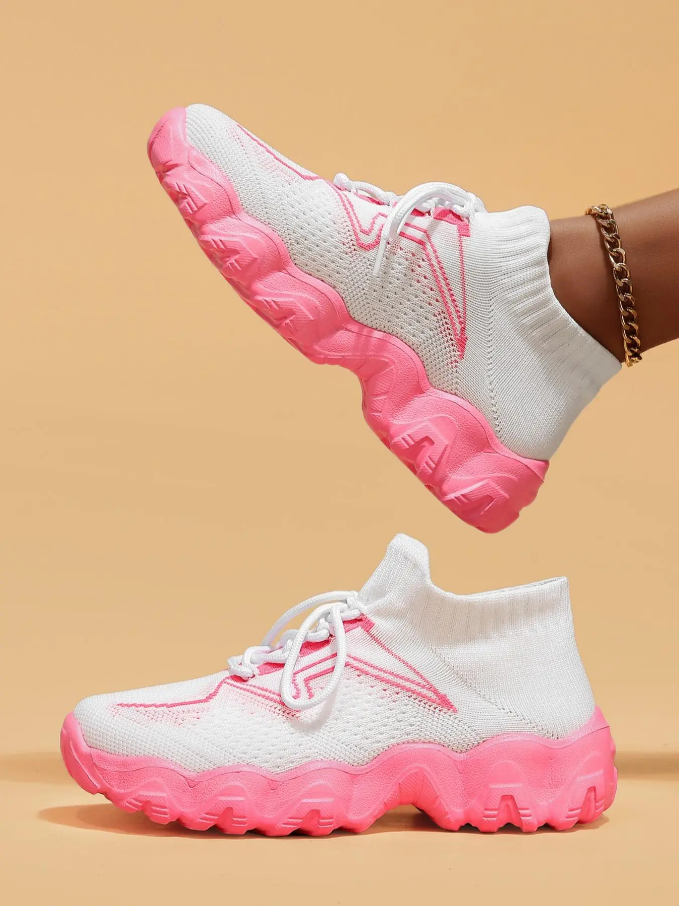 Women's Casual Sporty Workout Sneakers Lightweight Breathable Athletic Shoes Running Shoes Jogging Shoes Slip-On Lazy Socks Shoe All-Season Medium Width Round Toe Textile Upper