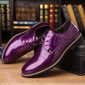 Men's Pointed Toe Lace-up Dress Shoes, Solid Bright Color, Suitable for Wedding, Business, Party, Banquet and Office Formal Occasions