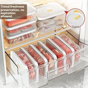 Five-piece sealed frozen food storage box with – A reusable, stackable plastic container ideal for the kitchen and on trips, suitable for storing meat, vegetables, fruits, and prepared meals. Its square design helps to save space. Food Storage Set