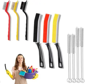 10-Piece Crevice Cleaning Brush Set with Hard Bristles for Sinks Faucets Grout Bathroom Corners Baseboards Gas Stoves and Tiles