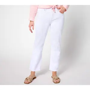 NYDJ Marilyn Ankle with Fray Hem in Cool Embrace - Optic White