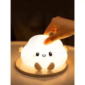 Cute Cloud Silicone Night Light, Touch Rechargeable LED Bedside Lamp Soft Silicone Portable Mood Light for Kids Nursery Bedroom