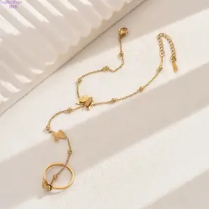 Women’s Vintage Butterfly Back Hand Chain Bracelet, Versatile Trendy Dainty Fashion Jewelry, Casual Stylish Accessory for Daily Wear, Vacation Outfits & Holiday Gift‑Giving